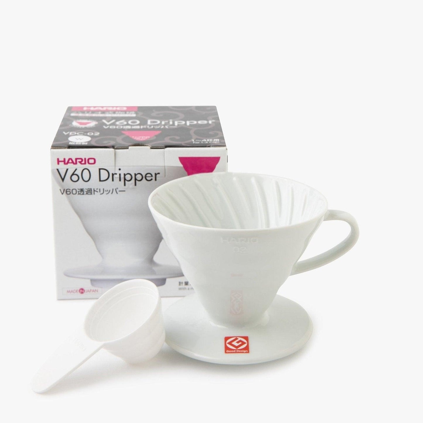 Witte keramische koffiedruppelaar voor V60 - groot model - Hario - iRASSHAi