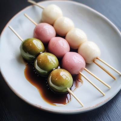Hanami Dango Mochi avec sa sauce Mitarashi